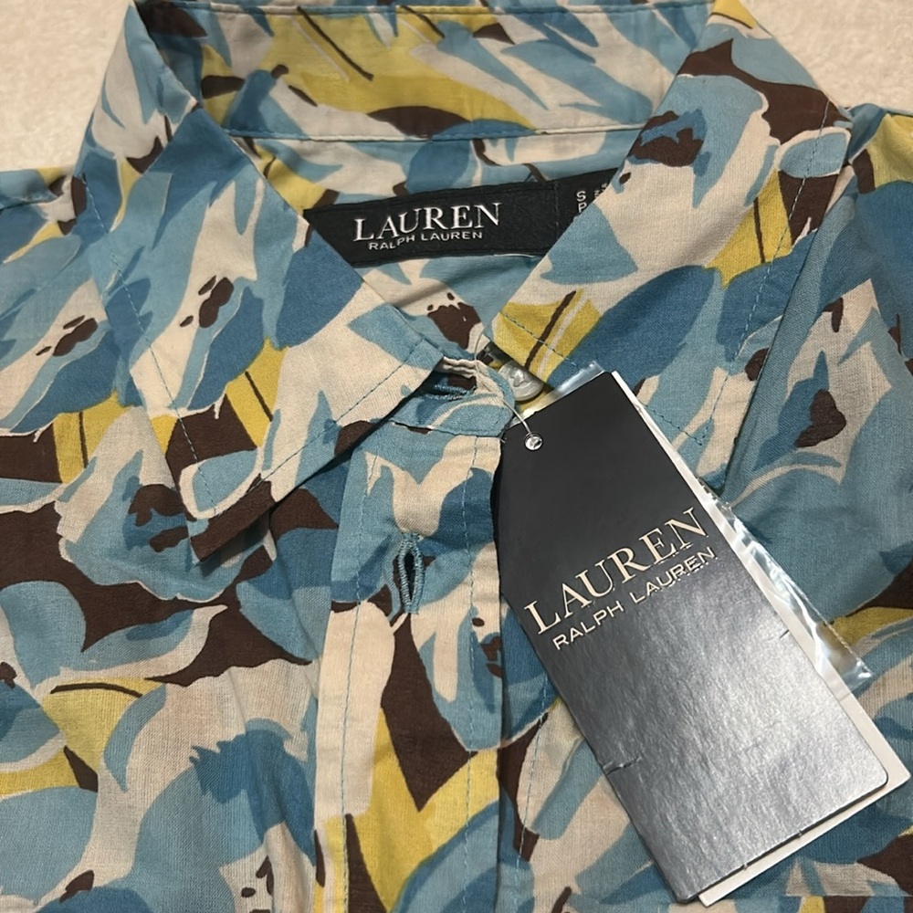 Lauren Ralph Lauren Women's Blue Floral Shirt Cotton size S NWT - Picture 2 of 8